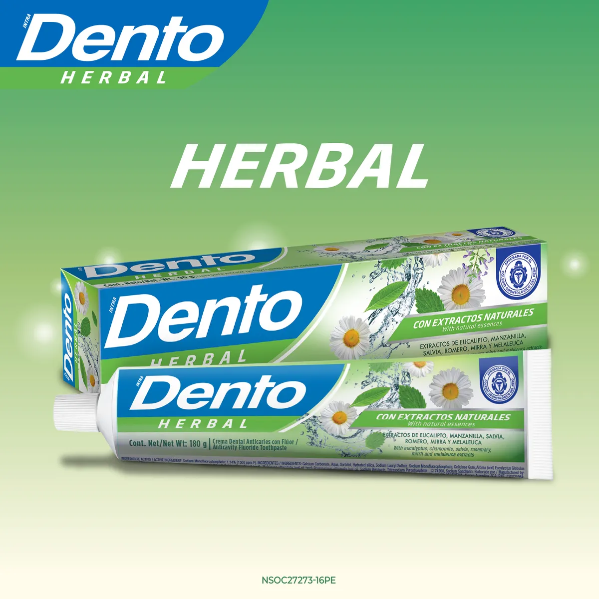 DENTO - Pasta Dental Dento Herbal Tripack Caja 90 g