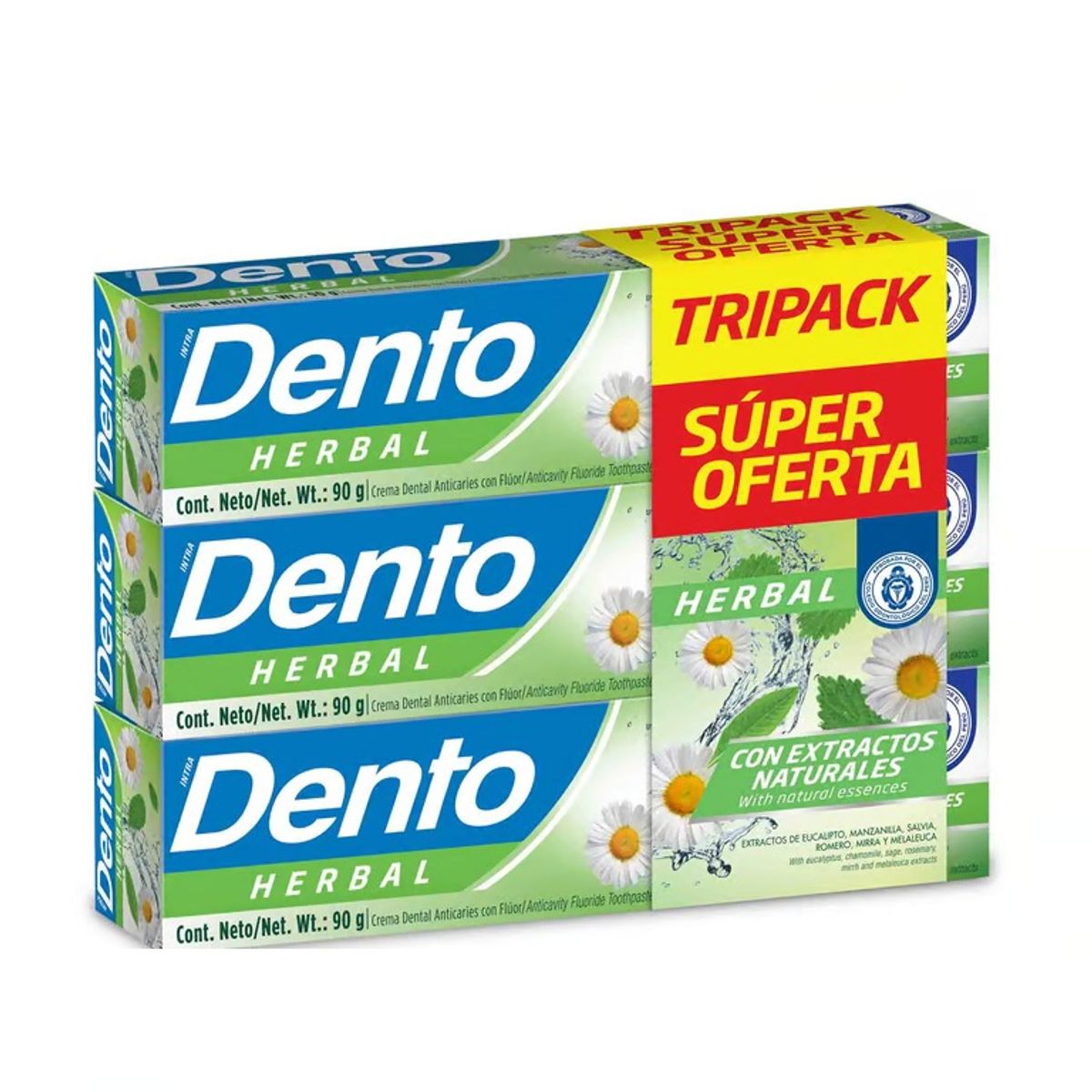 DENTO - Pasta Dental Dento Herbal Tripack Caja 90 g