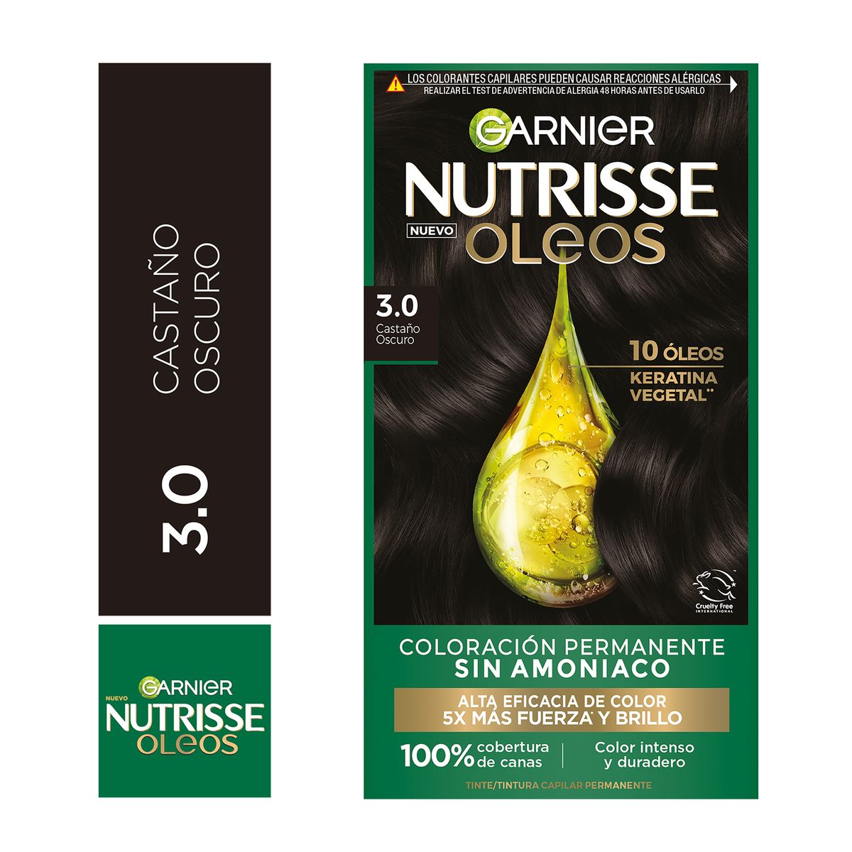 NUTRISSE - Tinte Nutrisse Oleos Tono 3.0 Castaño Oscuro