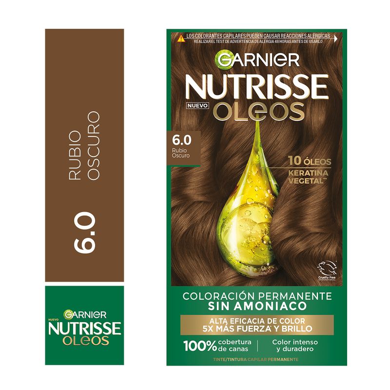 NUTRISSE - Kit Tinte Capilar Nutrisse Oleos Tono 6.0 Rubio Oscuro