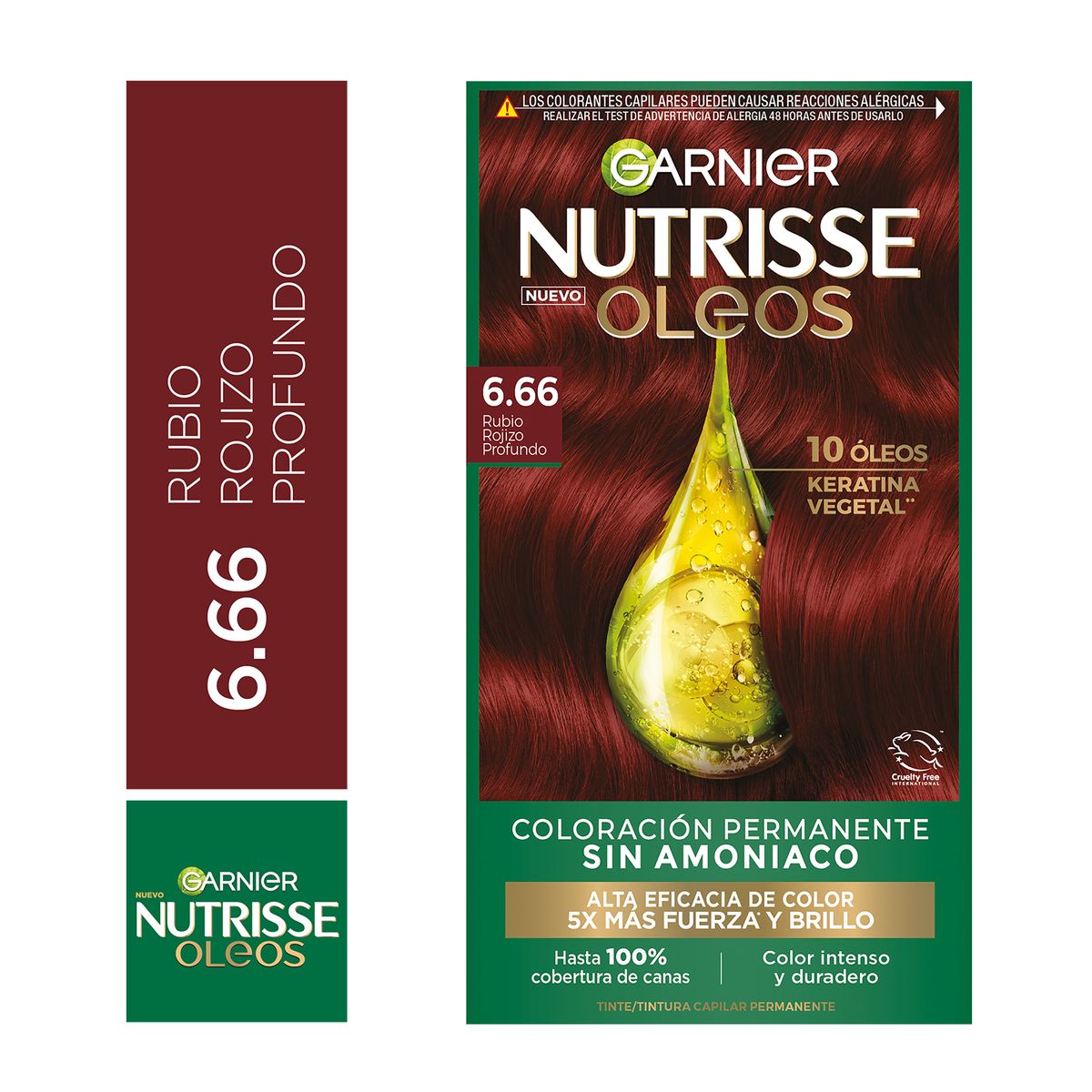 NUTRISSE - Tinte Nutrisse Oleos Tono 6.66 Rubio Rojizo Profundo