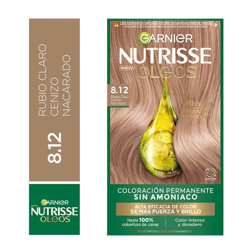NUTRISSE - Kit Tinte Capilar Nutrisse Oleos Rubio Claro Nacarado Tono 8.12