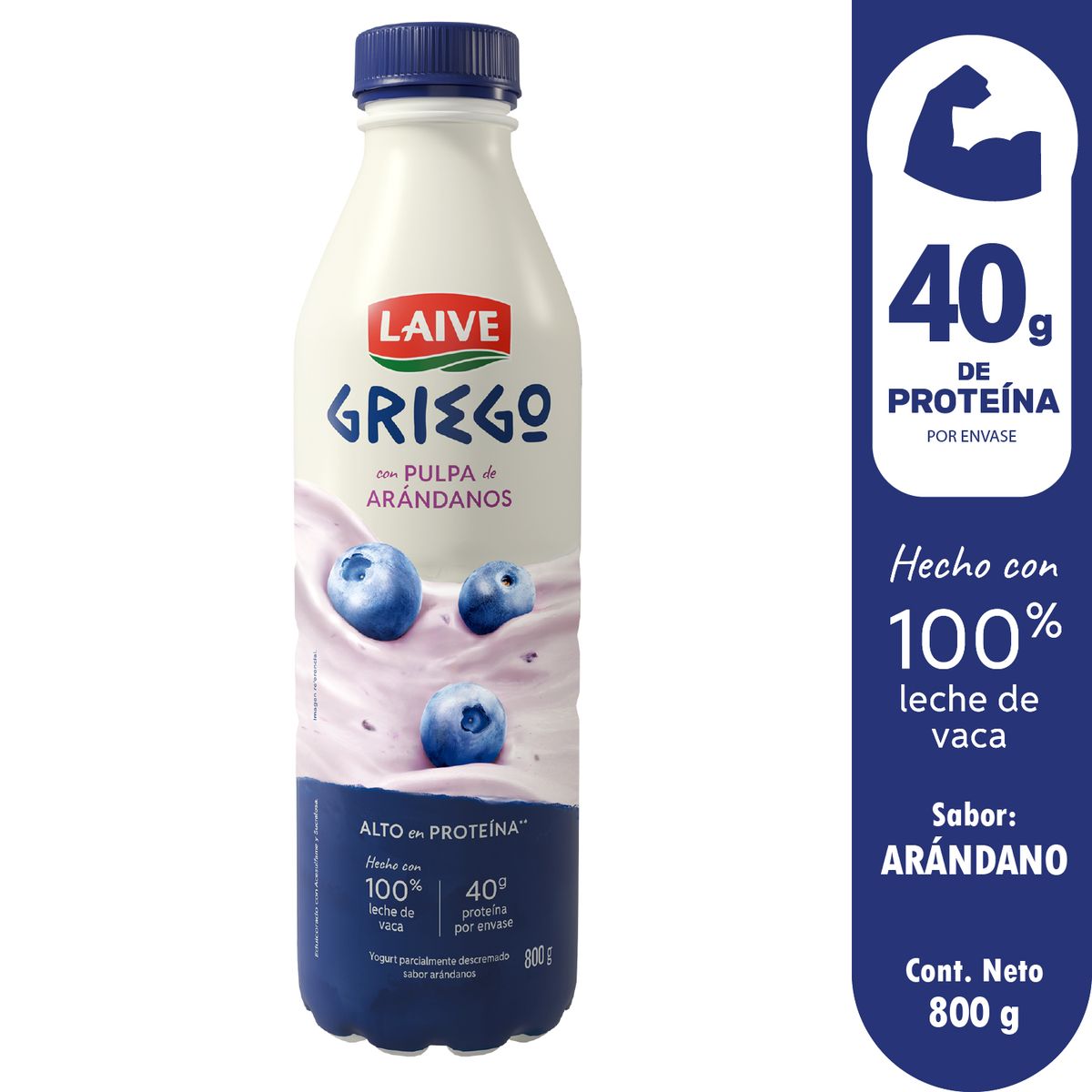 LAIVE - Yogurt Laive Griego Arándano Botella 800 g