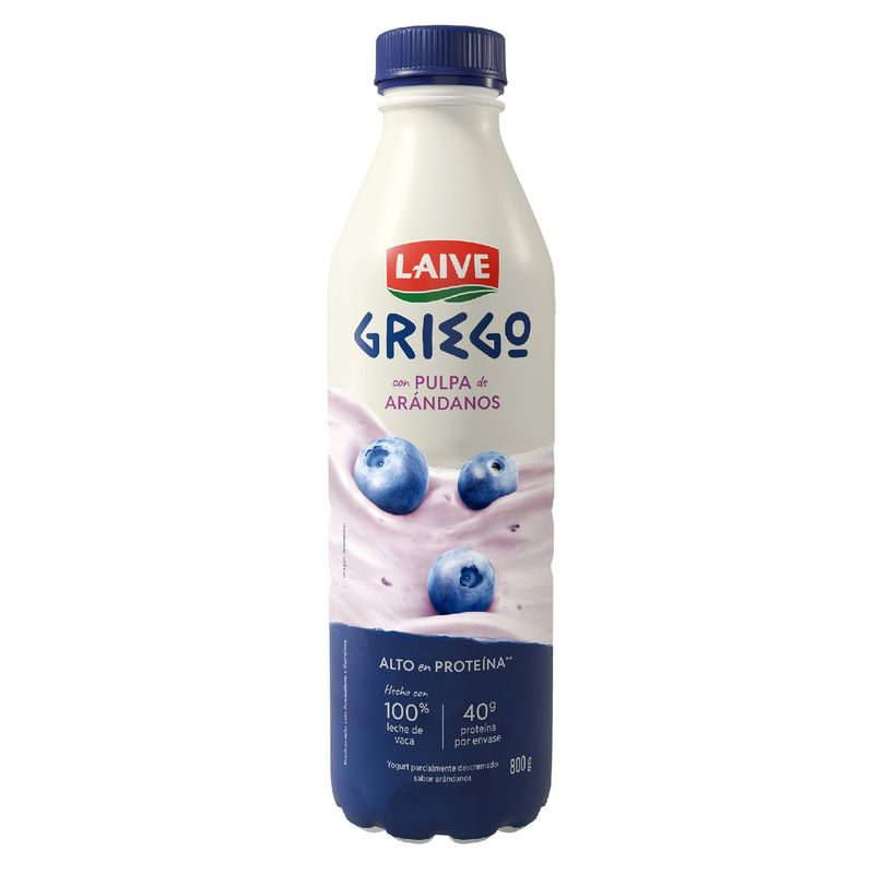 LAIVE - Yogurt Griego Parcialmente Deslactosado Arandanos Laive Botella 800 g