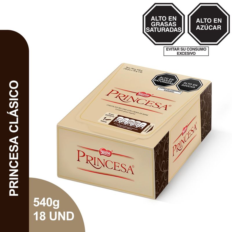 PRINCESA - Chocolate Princesa Relleno Crema De Maní Caja x 30 g