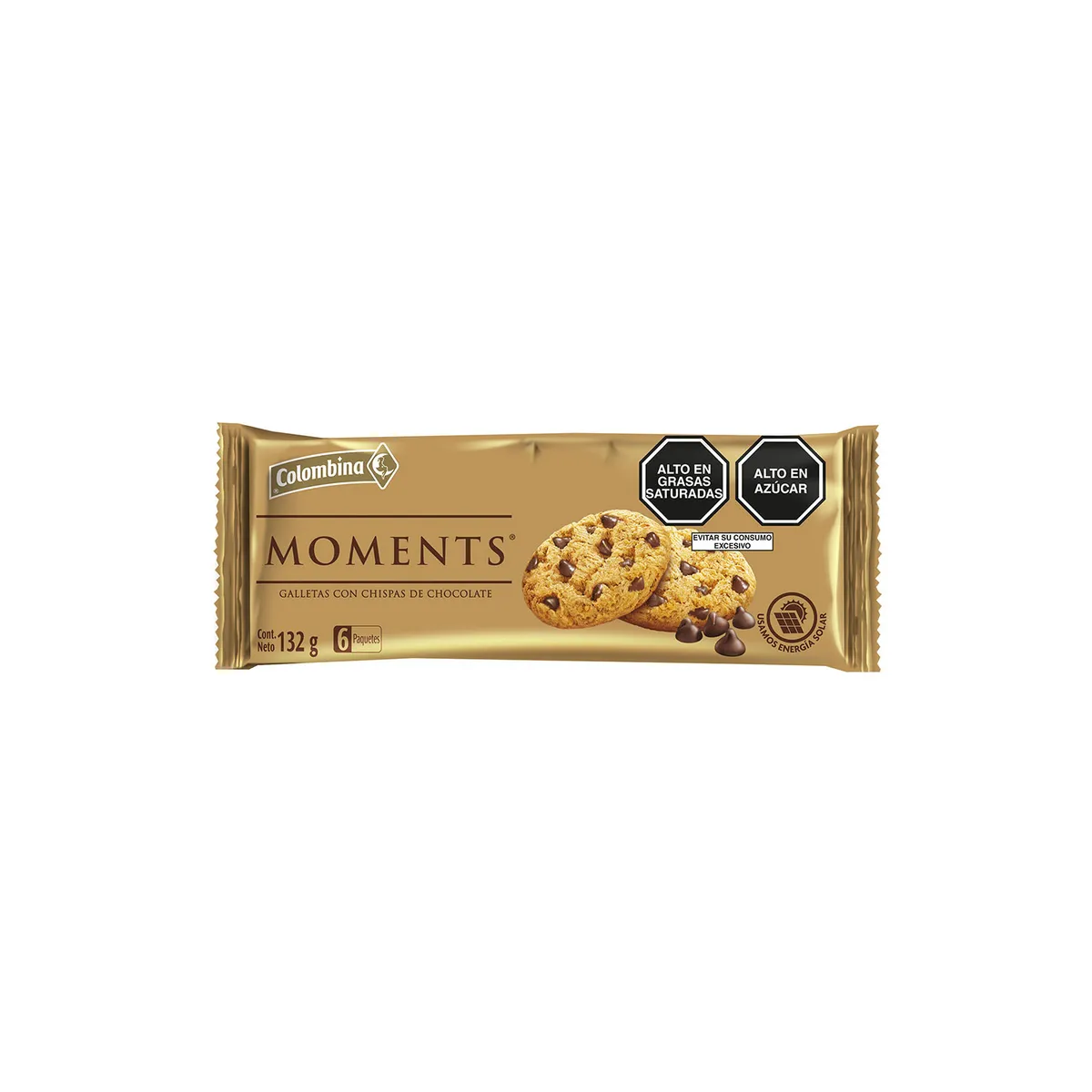 COLOMBINA - Galletas Colombina Moments Chips de Chocolate Empaque 132 g