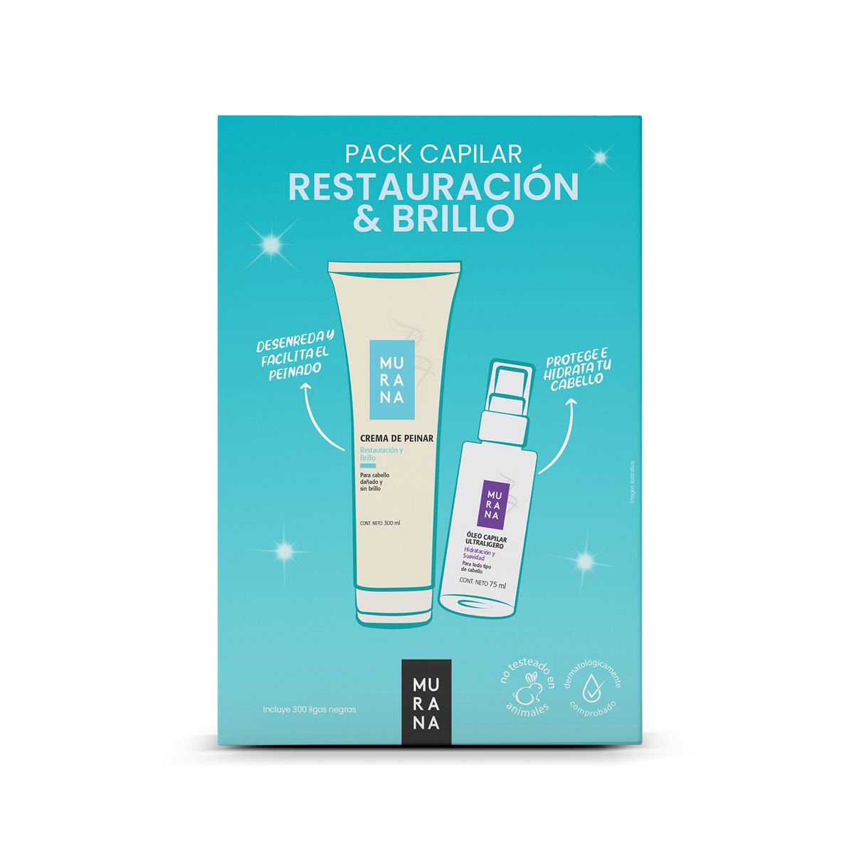 MURANA - Pack Murana Restauración y Brillo Crema para Peinar 300 mL + Oleo 75 g
