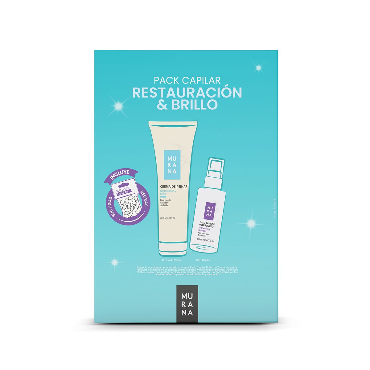 MURANA - Pack Murana Restauración y Brillo Crema para Peinar 300 mL + Oleo 75 g
