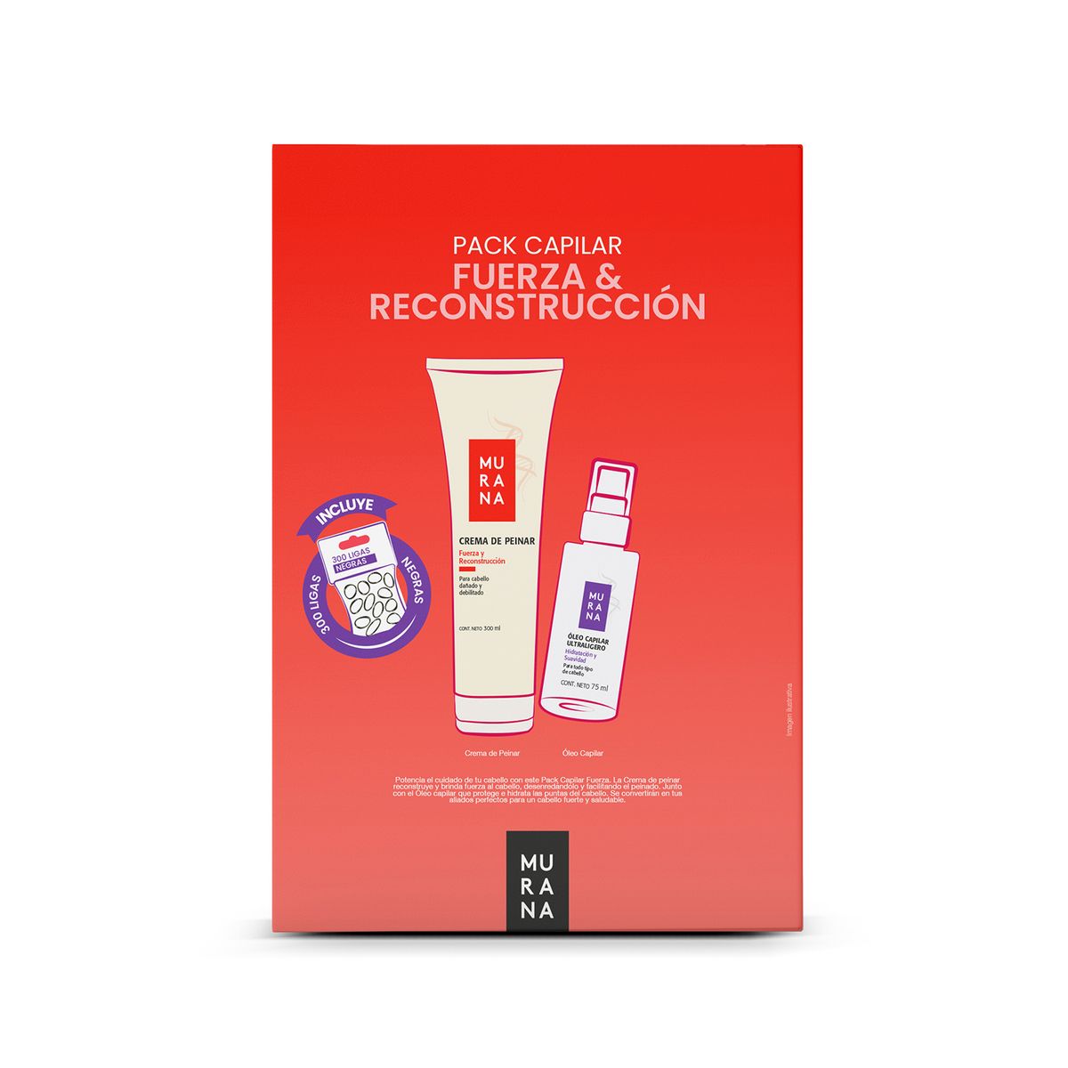 MURANA - Pack Murana Fuerza y Reconstrucción Crema para Peinar 300 mL + Oleo 75 g