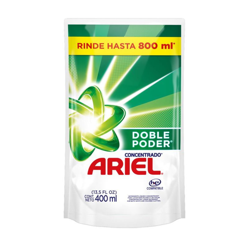 ARIEL - Detergente Ariel Líquido Doble Poder Concentrado Doypack 400 mL