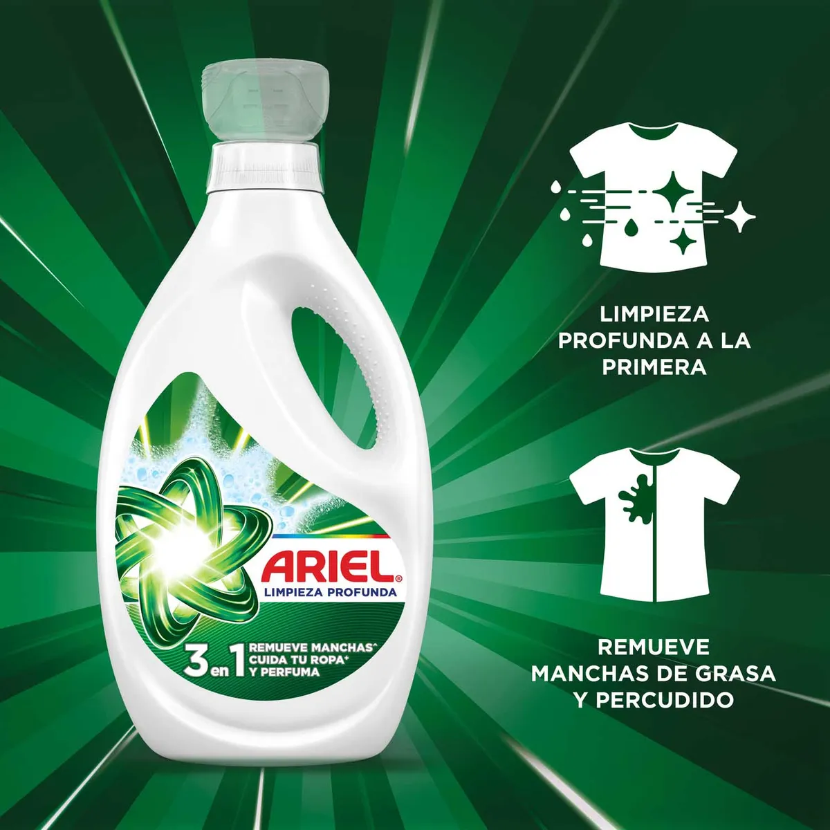 ARIEL - Detergente Líquido Ariel Limpieza Profunda Bolsa 400 mL