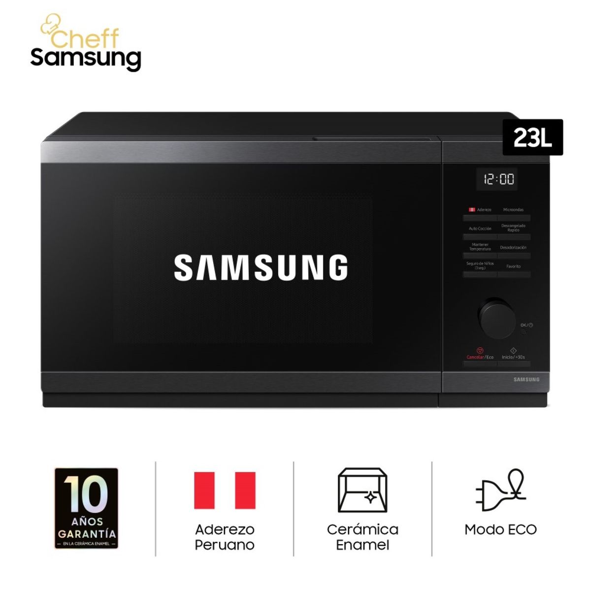 SAMSUNG - Microondas Samsung MS23DG4504AGPE 23L Acero Inox Negro