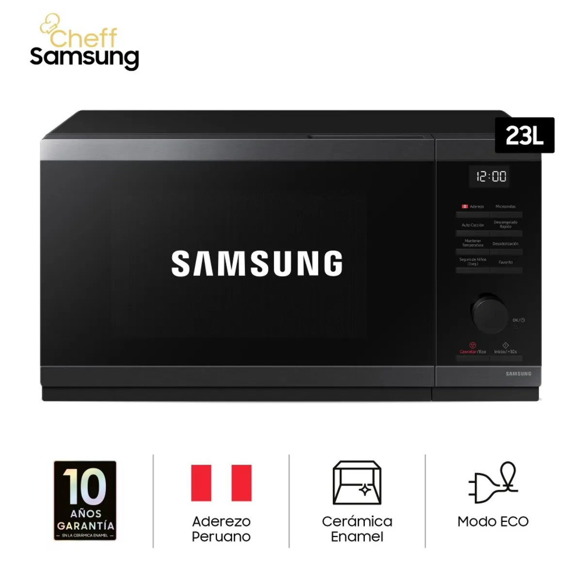SAMSUNG - Microondas Samsung MS23DG4504AGPE 23L Acero Inox Negro