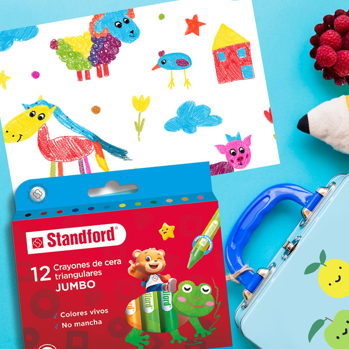 STANDFORD - CRAYON JUMBO TRIANGULAR X 12 COLORES