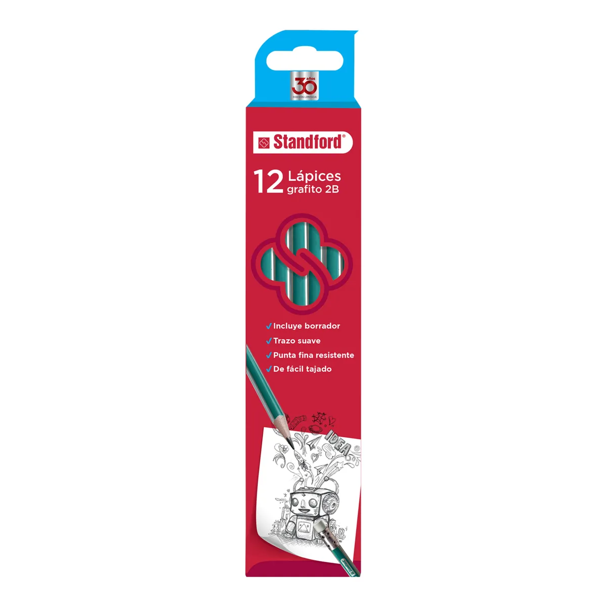 STANDFORD - Lápiz Standford Grafito 2B Con Borrador