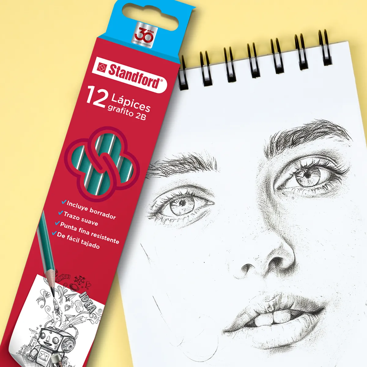 STANDFORD - Lápiz Standford Grafito 2B Con Borrador