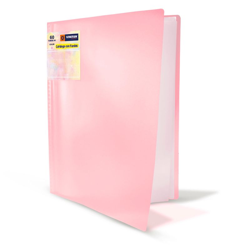 VINIFAN - Catálogo con Fundas Vinifan A4 60 Hojas Rosa Pastel