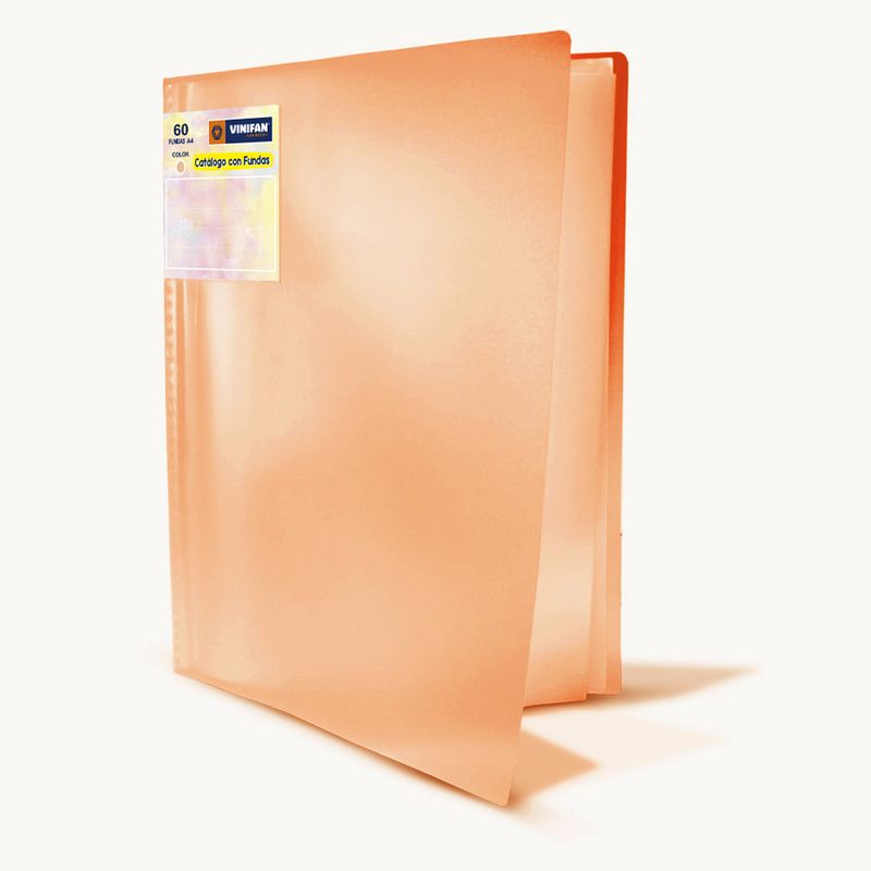 VINIFAN - Catálogo con Fundas Vinifan A4 60 Hojas Durazno Pastel