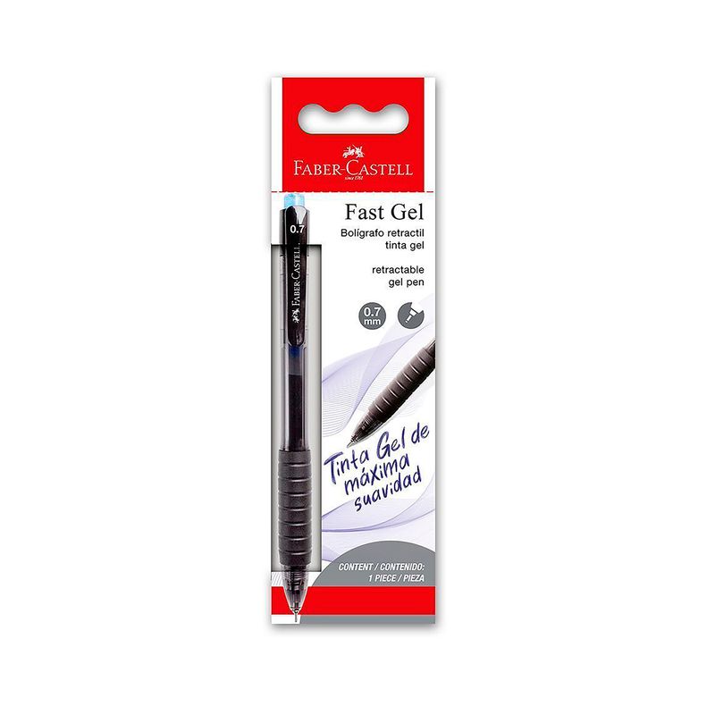 FABER CASTELL - Bolígrafo Retrac Fast Gel Z Azul Bl Ctn X1