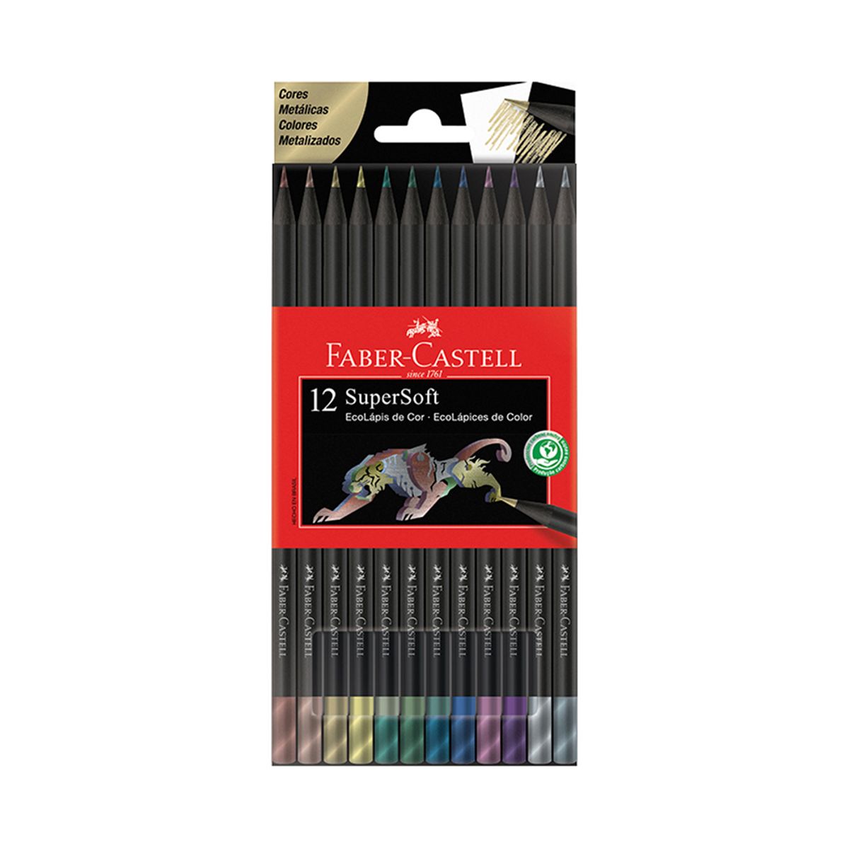 FABER CASTELL - Colores Faber Castell Ecol Súper Soft Metálicos Empaque 12 Und