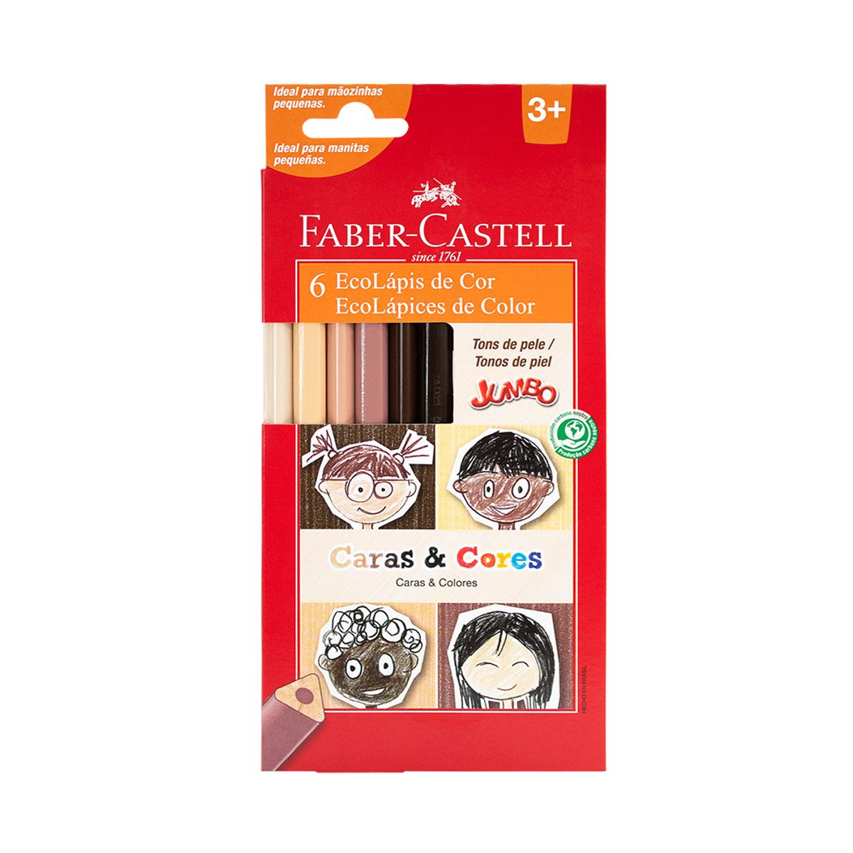 FABER CASTELL - Colores Faber Castell Ecológico Jumbo Tonos Piel Empaque 6 Und