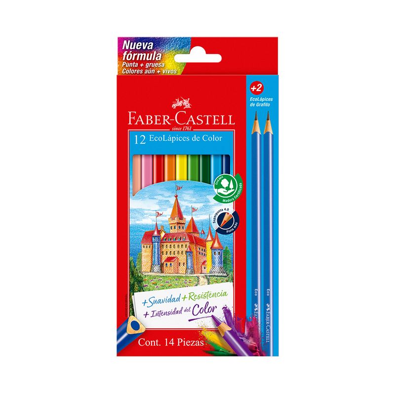 FABER CASTELL - Ecolápices 12 Colores + 2 Grafito 4.0