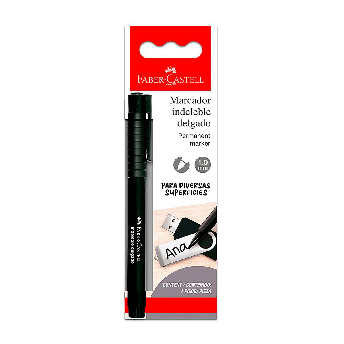 FABER CASTELL - Plumón Indeleble Faber Castell Delgado Color Negro