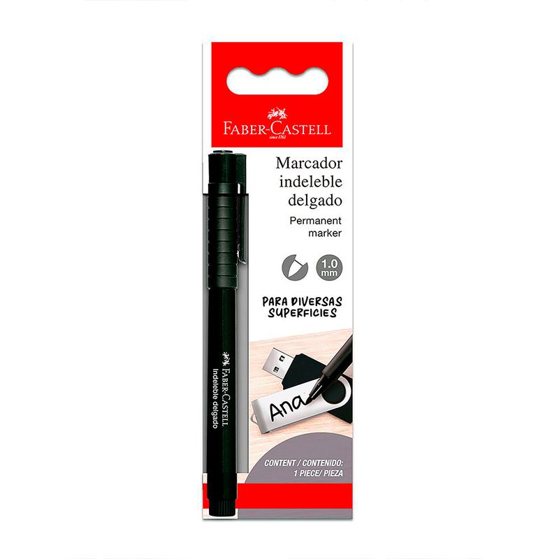 Faber Castell - Marcador Indeleble Delgado Ng Bl Ctn X1Un