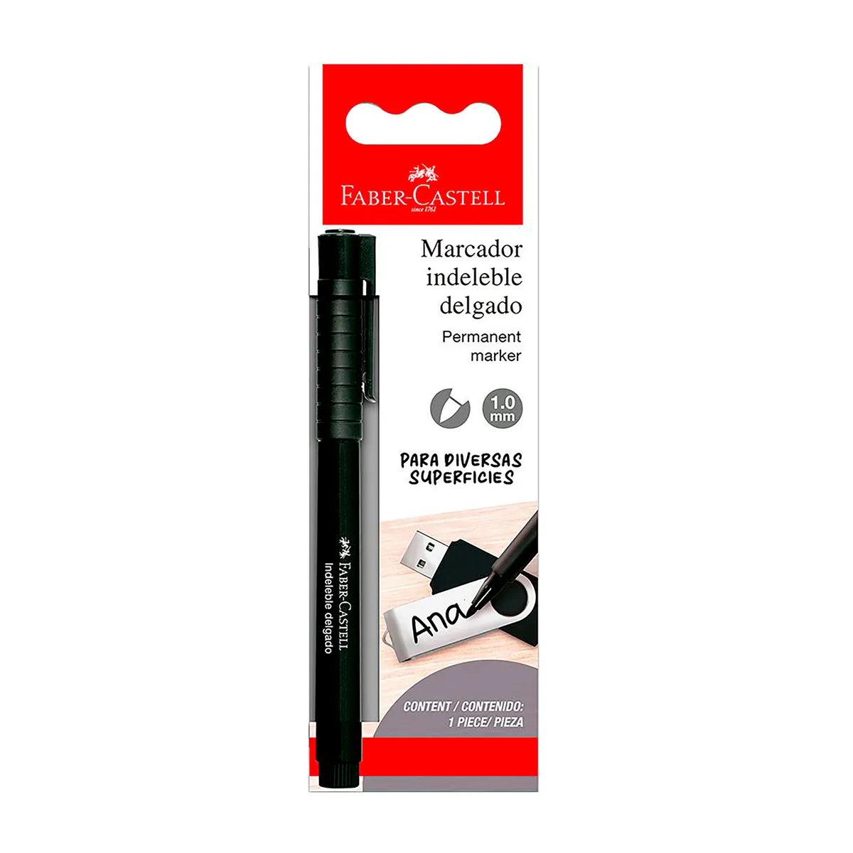 FABER CASTELL - Plumón Indeleble Faber Castell Delgado Color Negro