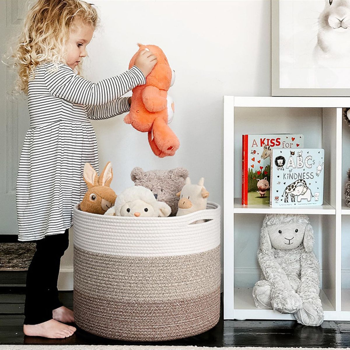 Casa Joven - Cesto Tejido Redondo Tricolor Beige