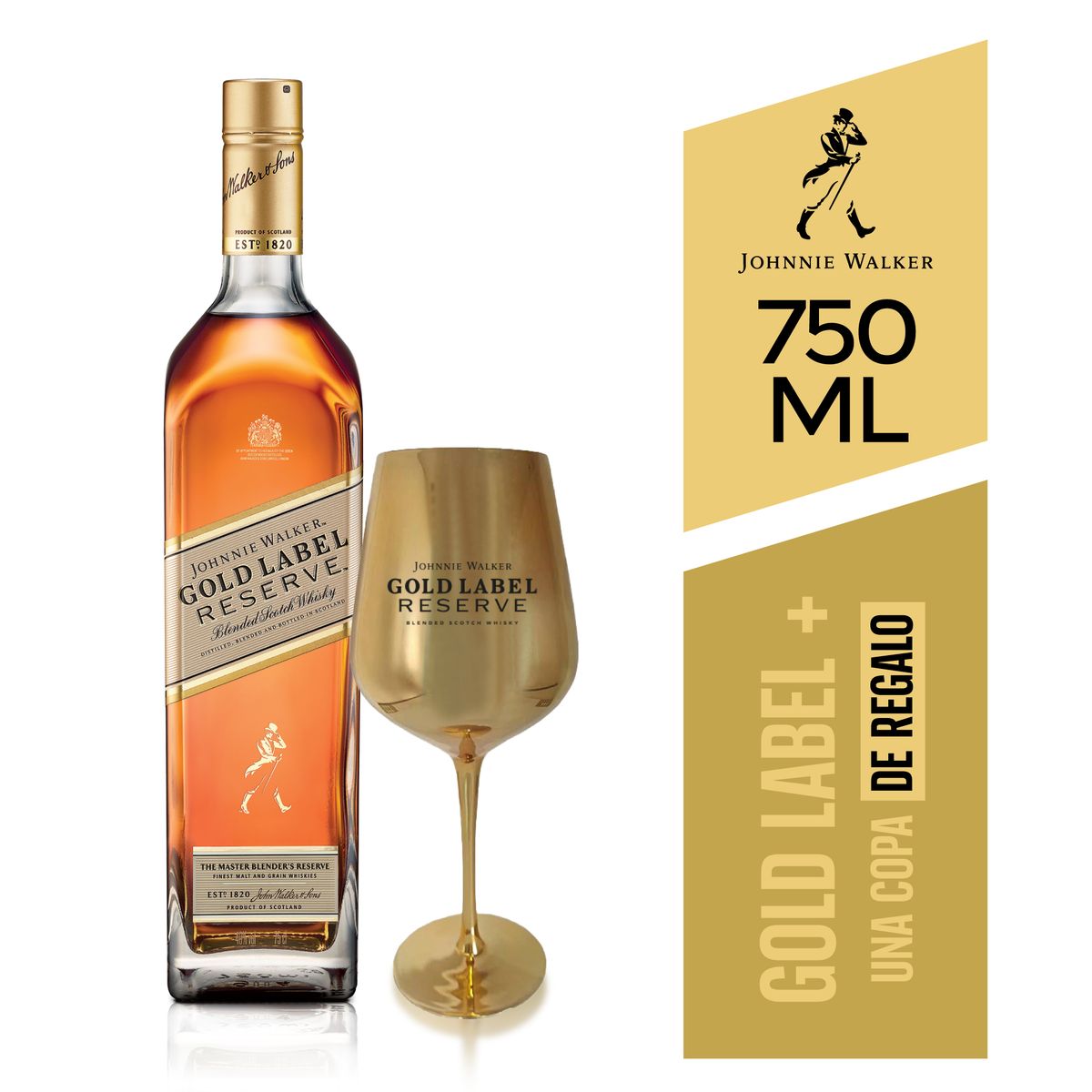 JOHNNIE WALKER - Whisky Johnnie Walker Gold Botella 750 mL + Copa Dorada