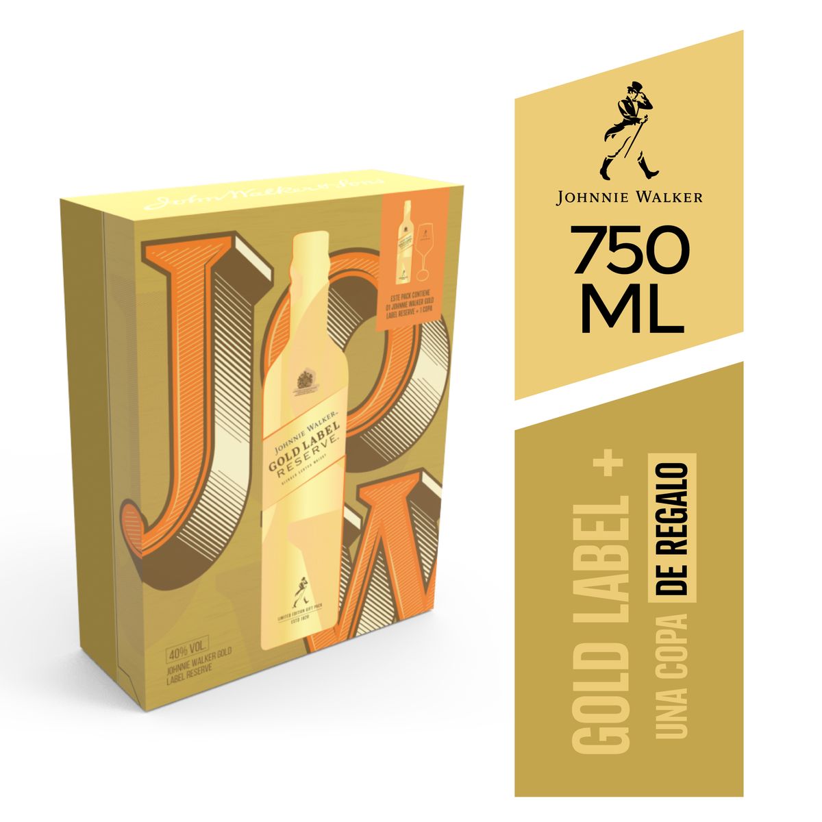 JOHNNIE WALKER - Whisky Johnnie Walker Gold Botella 750 mL + Copa Dorada