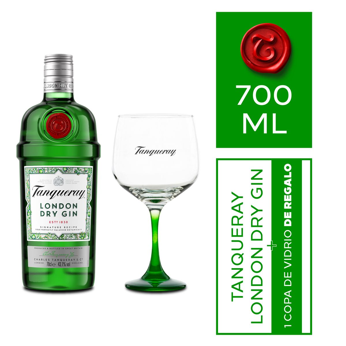 TANQUERAY - Gin Tanqueray London 700 mL + Copa Vidrio
