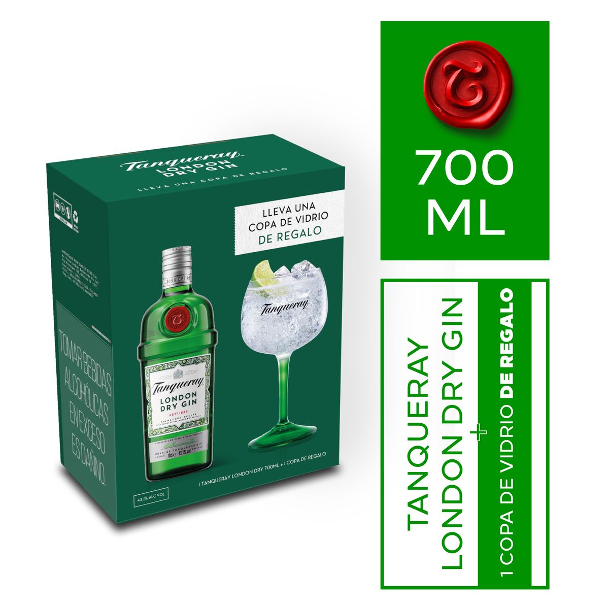 TANQUERAY - Gin Tanqueray London 700 mL + Copa Vidrio