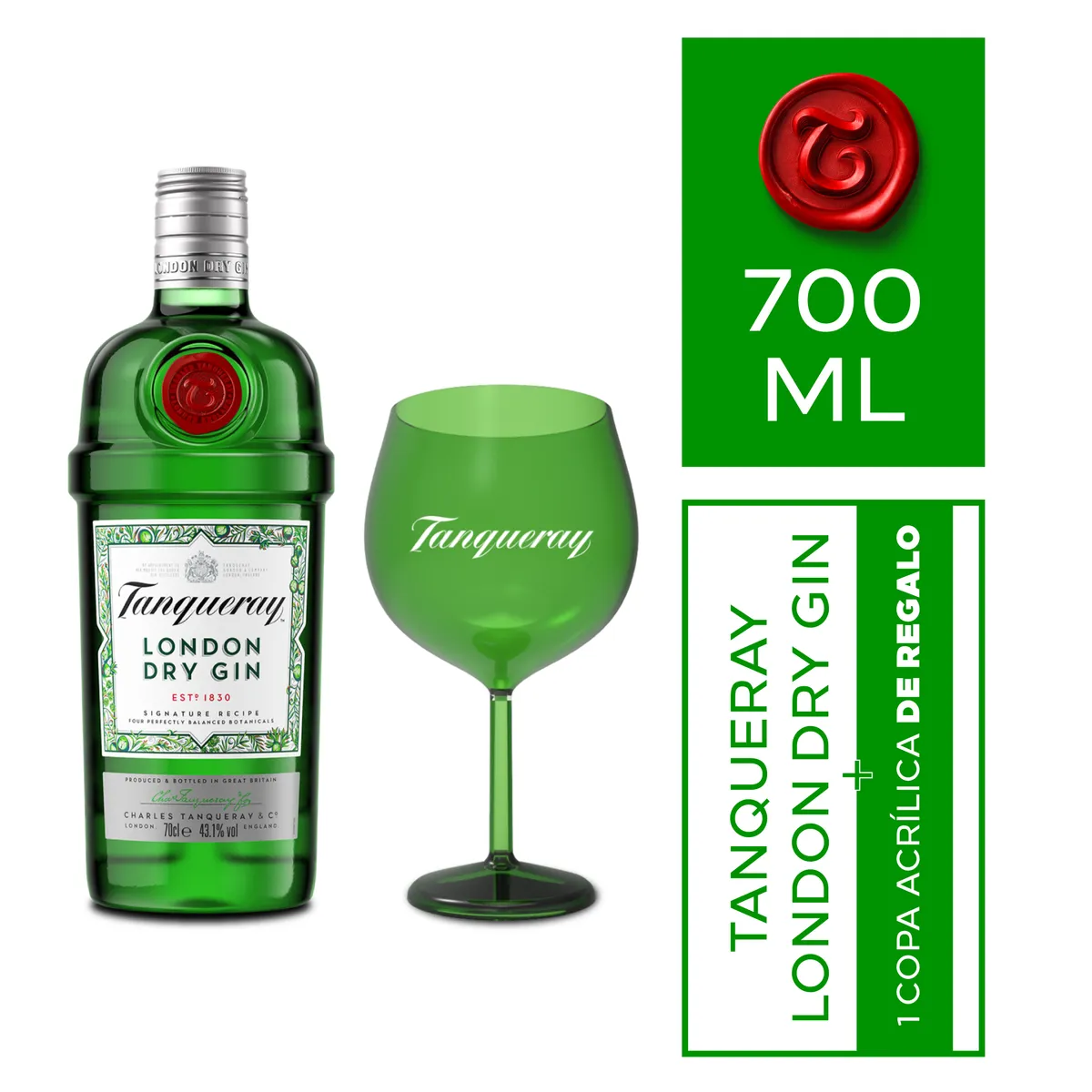 TANQUERAY - Gin Tanqueray London 700 mL + Copa Verde