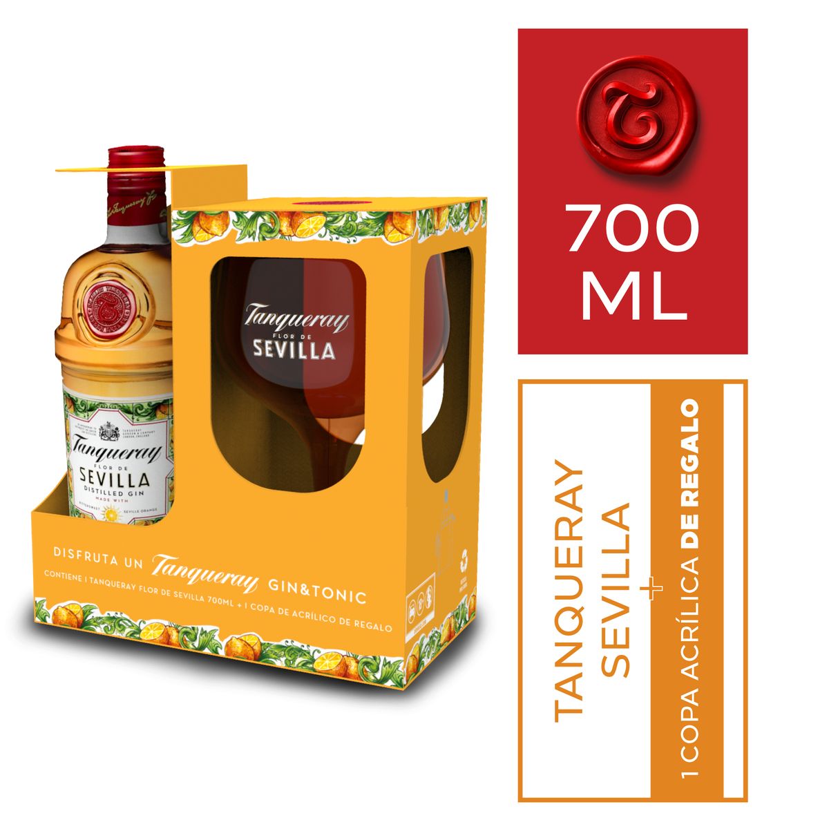 TANQUERAY - Gin Tanqueray Sevilla 700 mL + Copa Naranja