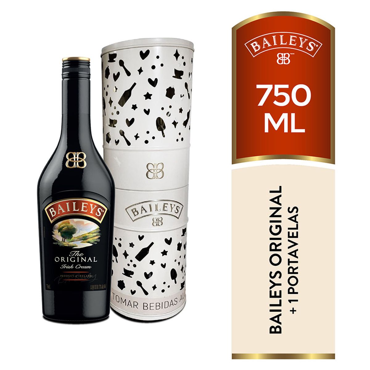 BAILEYS - Licor Baileys Original Botella 750 mL + Portavela