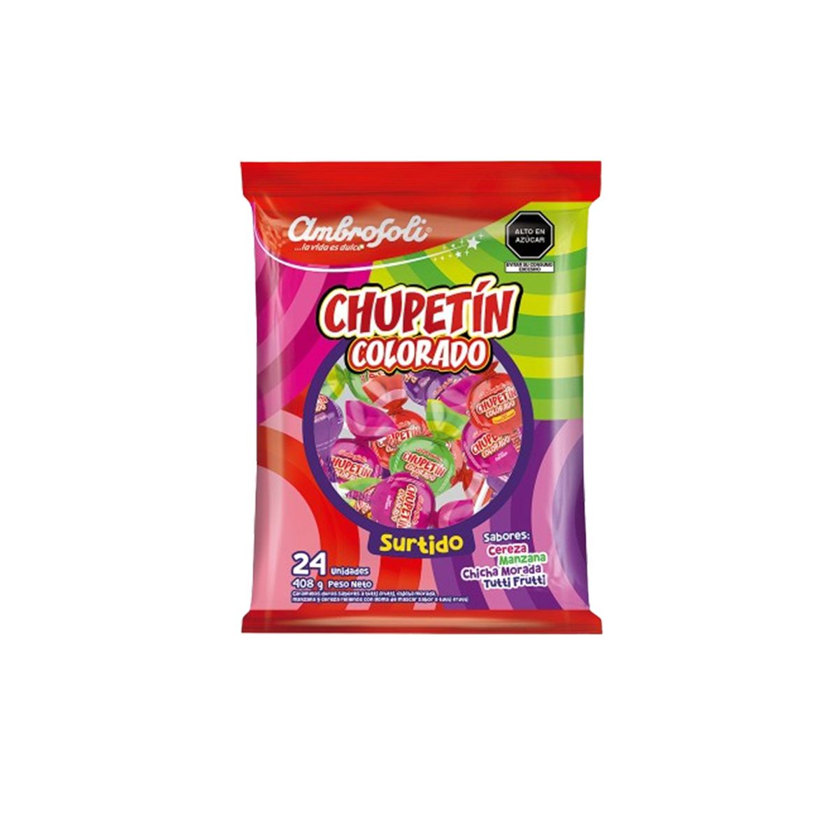 AMBROSOLI - Chupetín Ambrosoli Colorado Surtido Bolsa 408 g