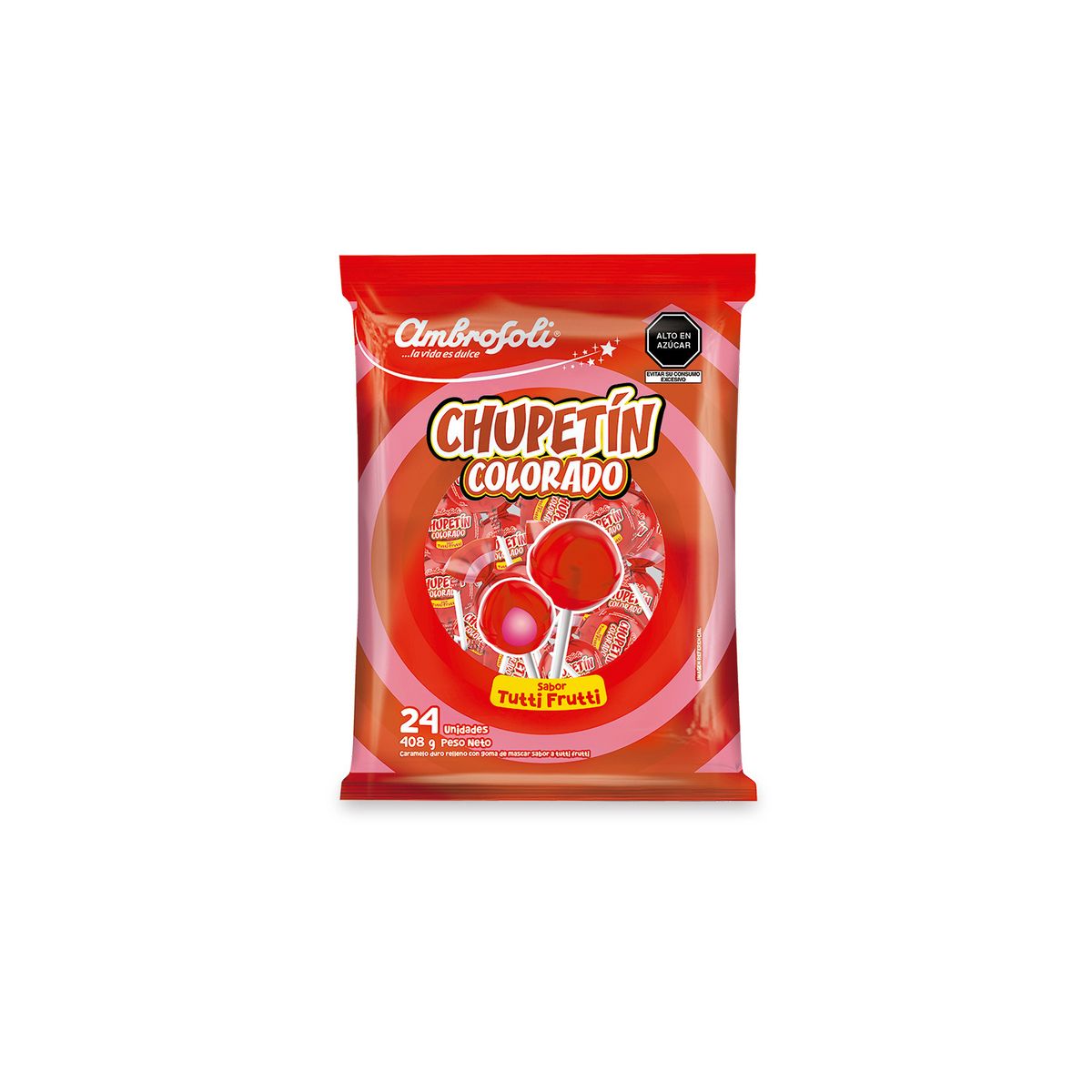 AMBROSOLI - Chupetín Ambrosoli Colorado Tutti Frutti Bolsa 408 g