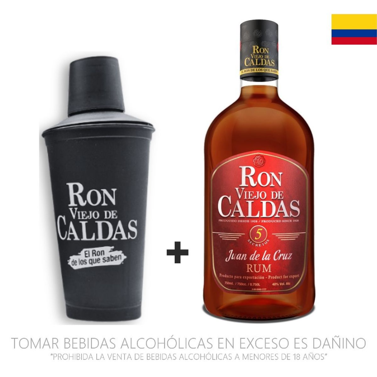 VIEJO DE CALDAS - Ron Viejo de Caldas 5 Años Botella 750 mL + Shaker