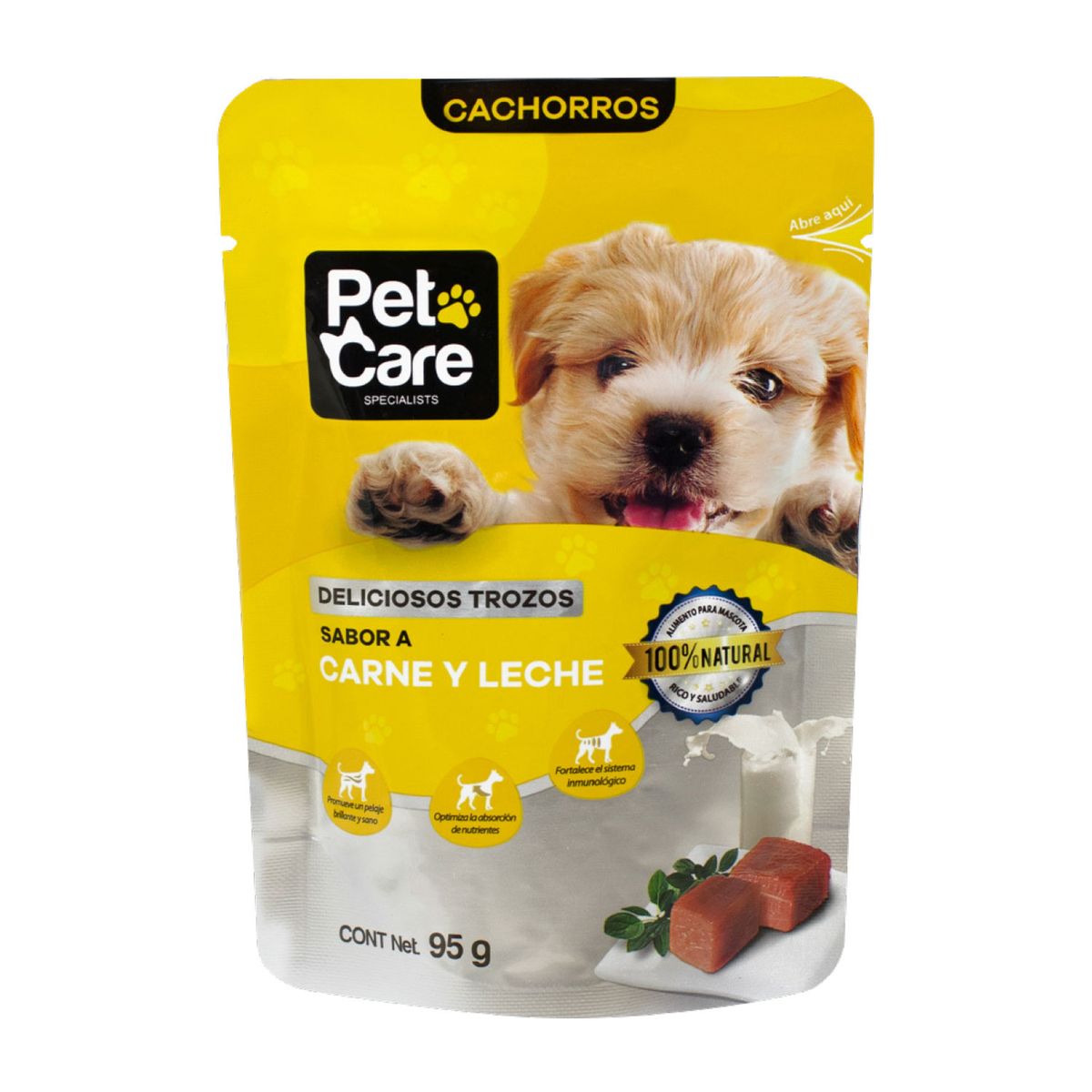PETCARE - Alimento Húmedo Cachorros Pet Care Carne y Leche Doypack 95 g