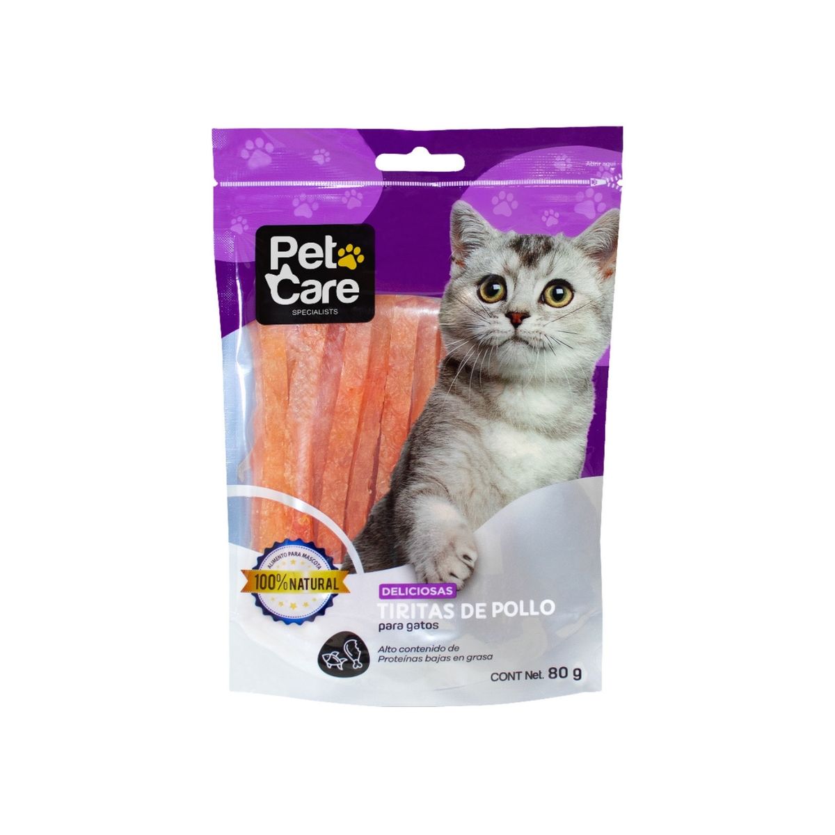 PET CARE - Snack Gatos Pet Care Tiritas de Pollo Doypack 80 g