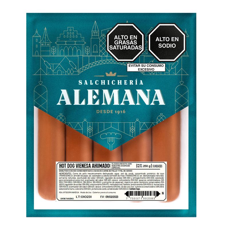 SALCHICHERIA ALEMANA - Salchichas Hot Dog Vienesas Salchichera Alemana 250 g