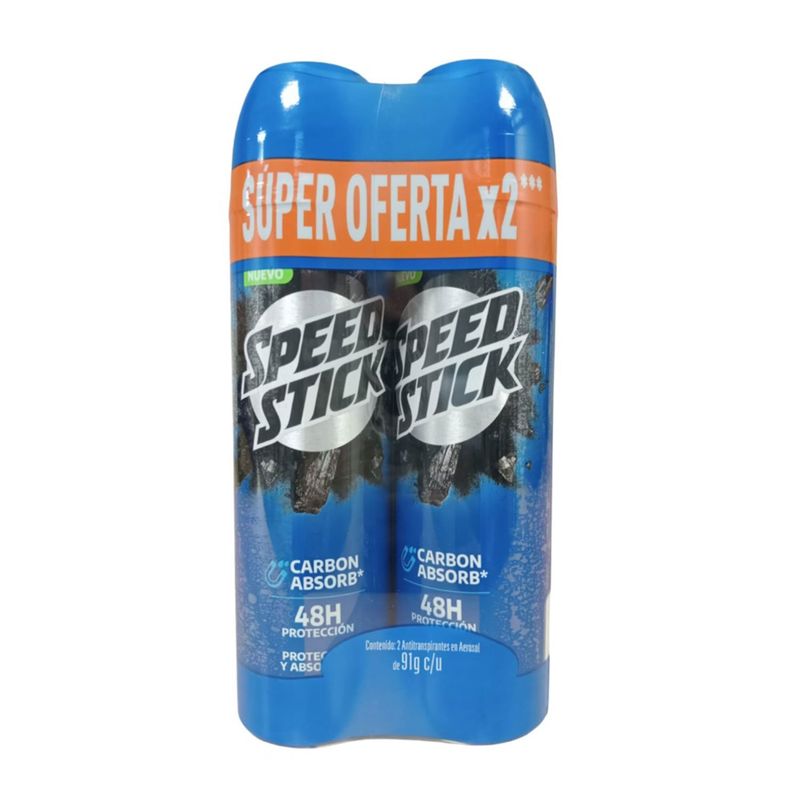 SPEED STICK - Antitranspirante Speed Stick Aerosol Carbón Absorbente Pack 2 Envases 91 g