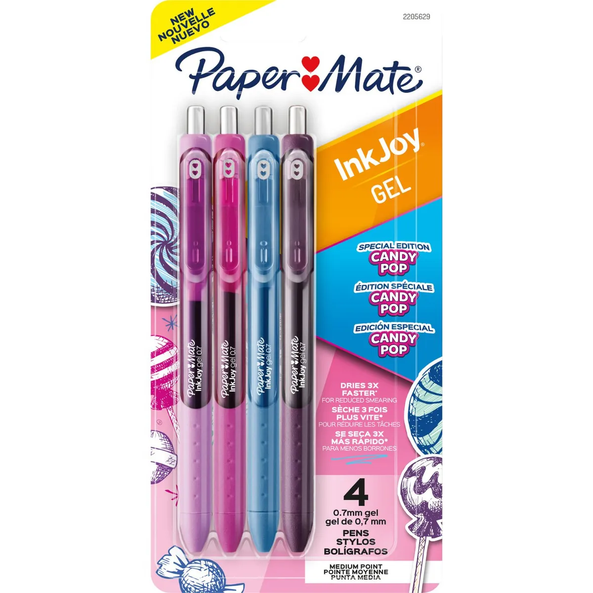 PAPER MATE - Lapicero Paper Mate Gel Candypop Retráctil Empaque 4 Und