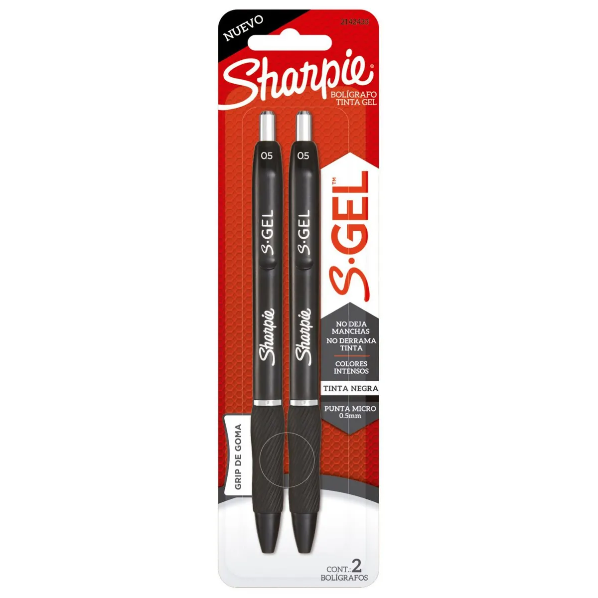 SHARPIE - Lapiceros Sharpie 0.5mm SGel Negro Empaque 2 Und