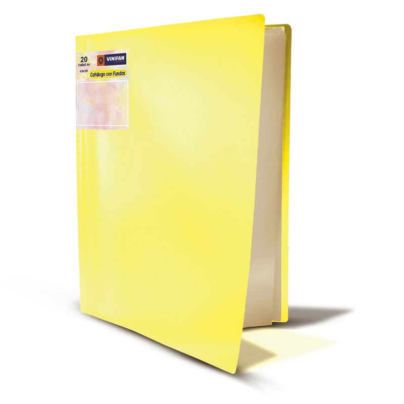 VINIFAN - Catálogo con Fundas Vinifan A4 20 Hojas Amarillo Pastel