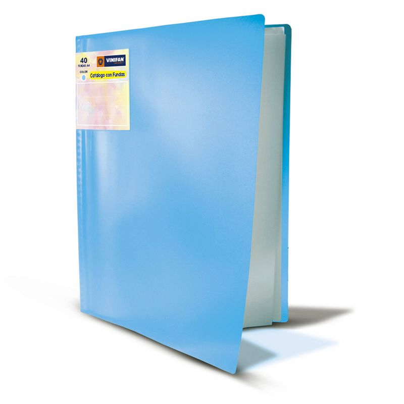 VINIFAN - Catálogo con Fundas Vinifan A4 40 Hojas Azul Pastel