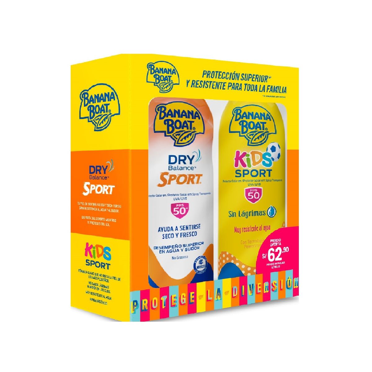 HAWAIIAN TROPIC - Set Protector Solar Banana Boat Dry Balance Sport FPS50 + Kids Sport FPS50