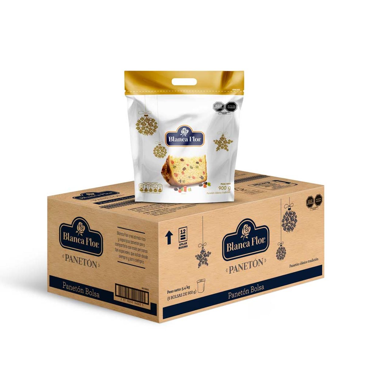 BLANCA FLOR - Caja x 6 Panetón Blanca Flor Bolsa x 900 g